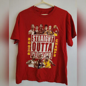 Cavaliers‎ RStraight Outta Cleveland TShirt 2016 NBA Champs LeBron James, Red, M